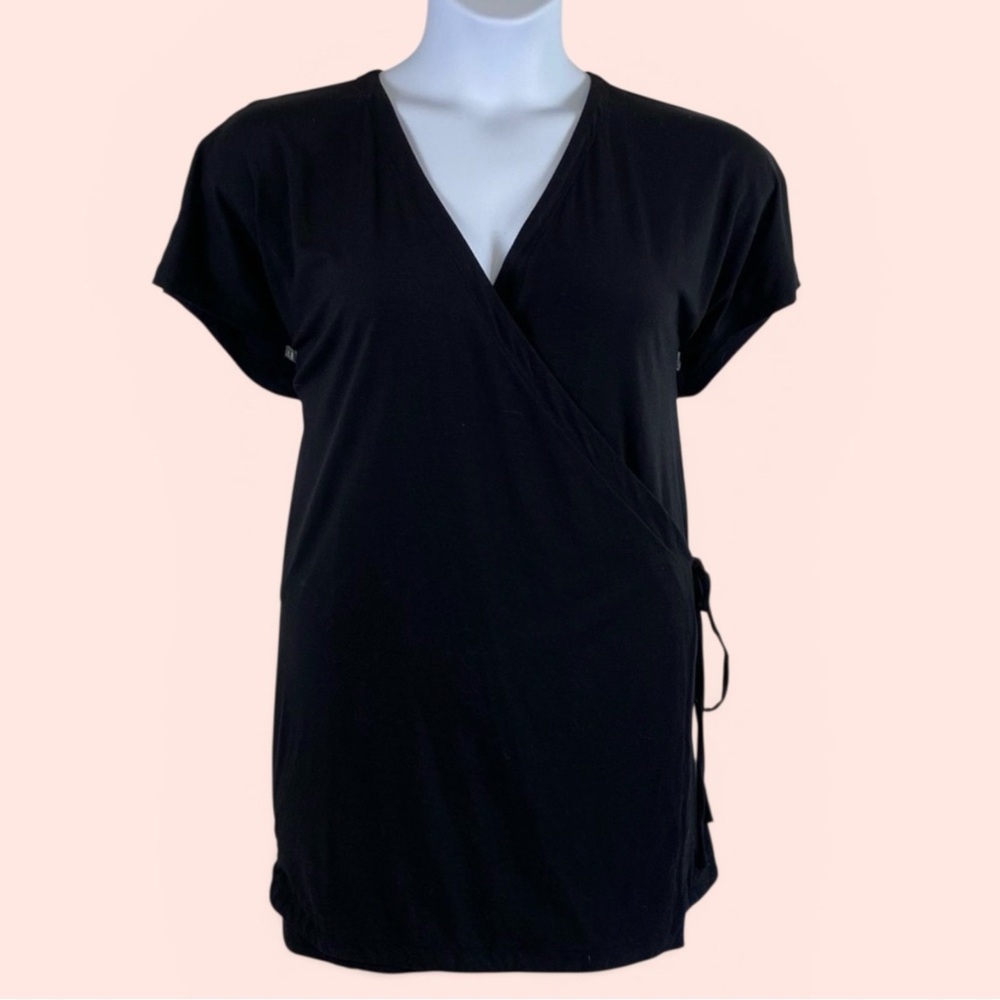 Eileen Fisher Women’s 2X Black Short Sleeve Wrap Blouse